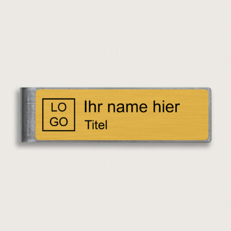 Namesschild aus messing mit klemme 80 x 25 mm
