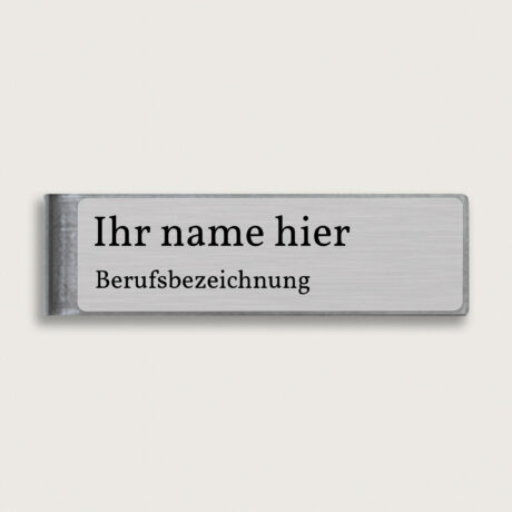 Namesschild metall klemme mit text jcde5208