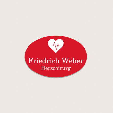 Namensschild Herzchirurg aus Kunststoff 60x40mm