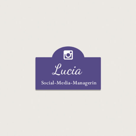 Namensschild Social media managerin aus Kunststoff 50x33mm