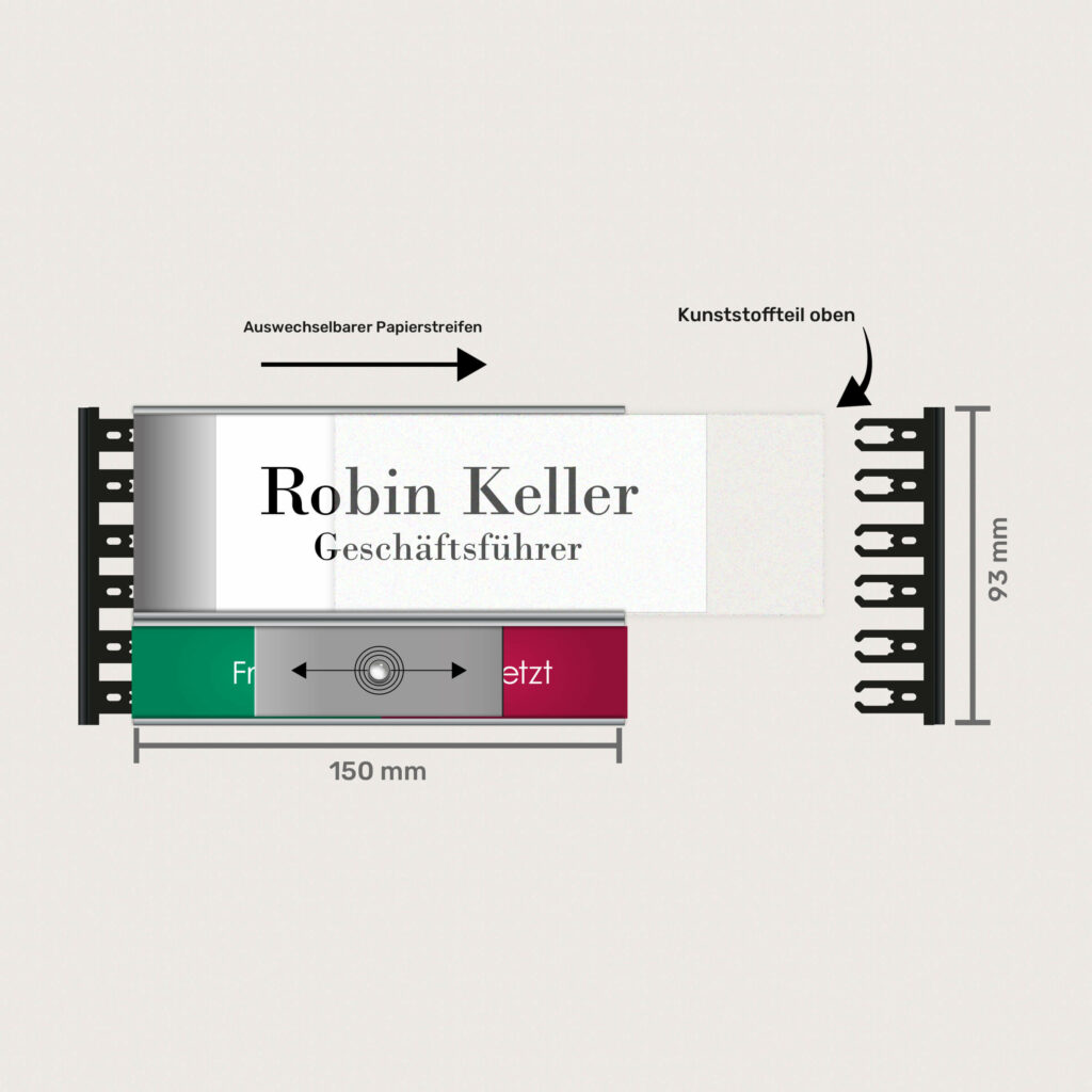 Türschild Büro 150 x 93 mm Auswechselbarer Papierstreifen