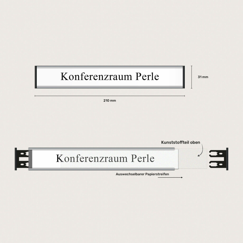 Türschild Büro 210 x 31 mm Auswechselbarer Papierstreifen