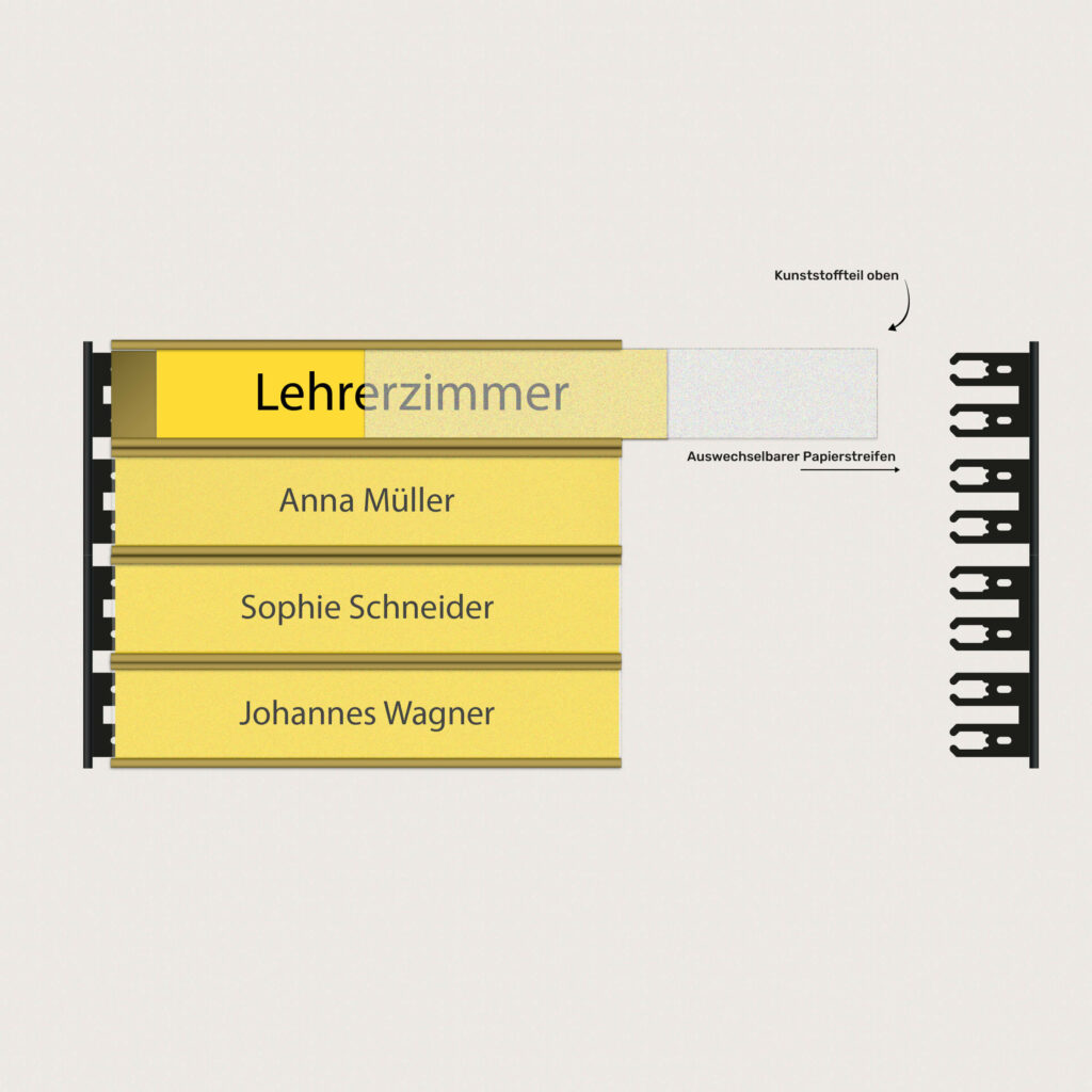 Türschild Gold mit Register Gold Auswechselbarer Papierstreifen jcde1877
