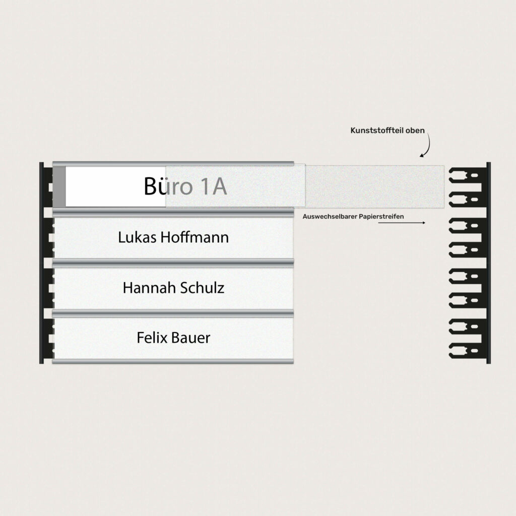 Türschild mit Register Auswechselbarer Papierstreifen jcde1899