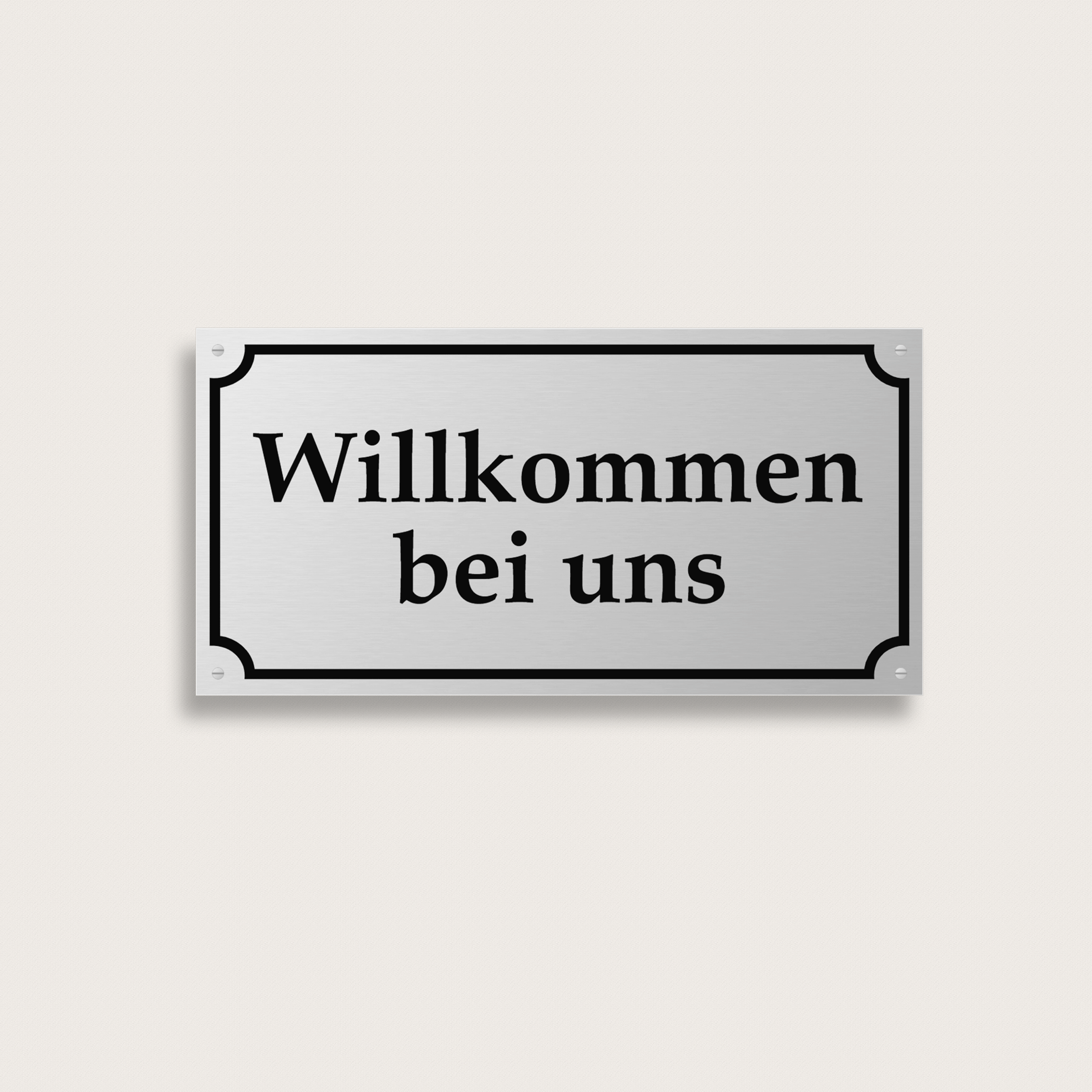 Willkommen bei uns-Schild aus Aluminium 238 x 120 mm
