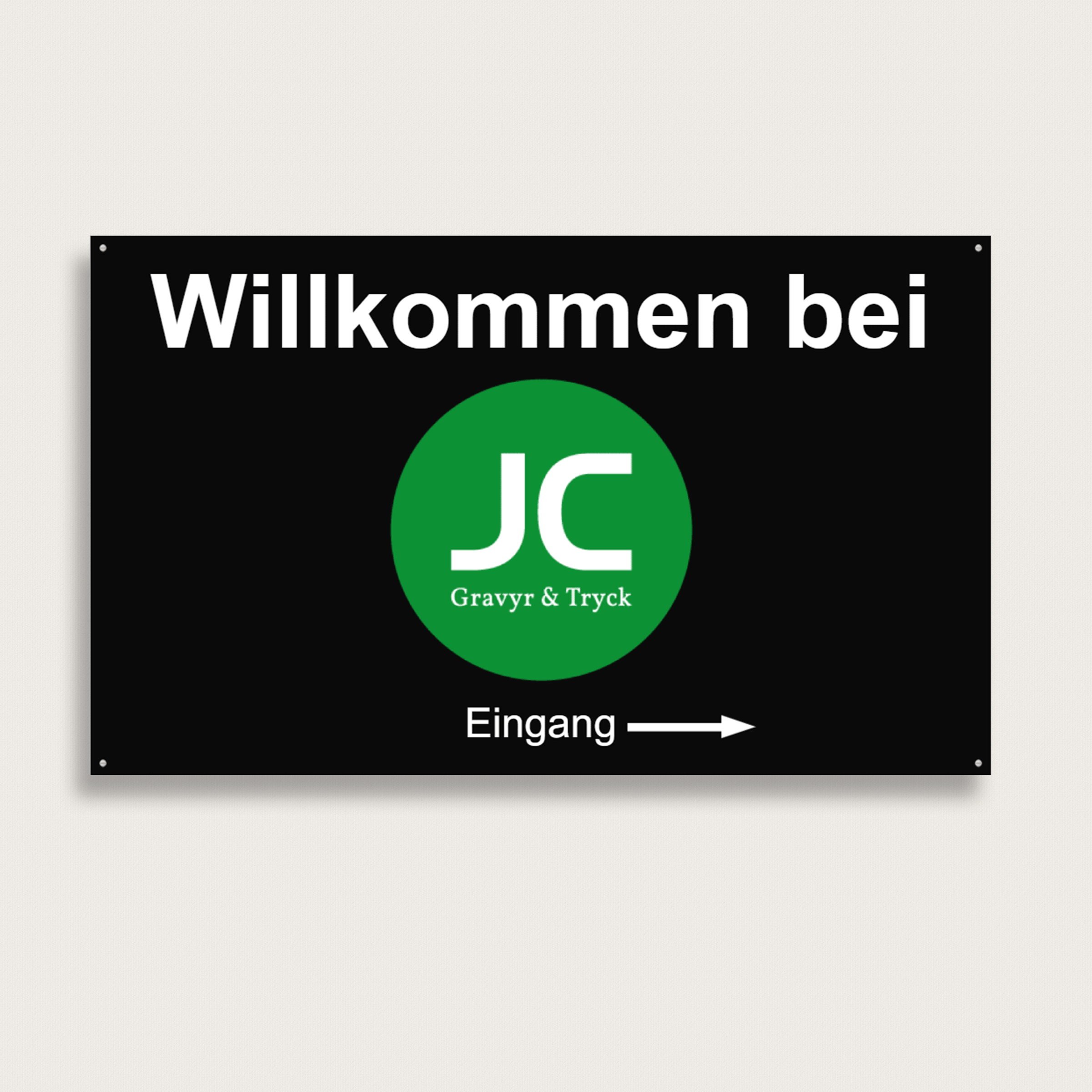 Willkommenschild bei der Firma aus Aluminium 500 x 300 mm