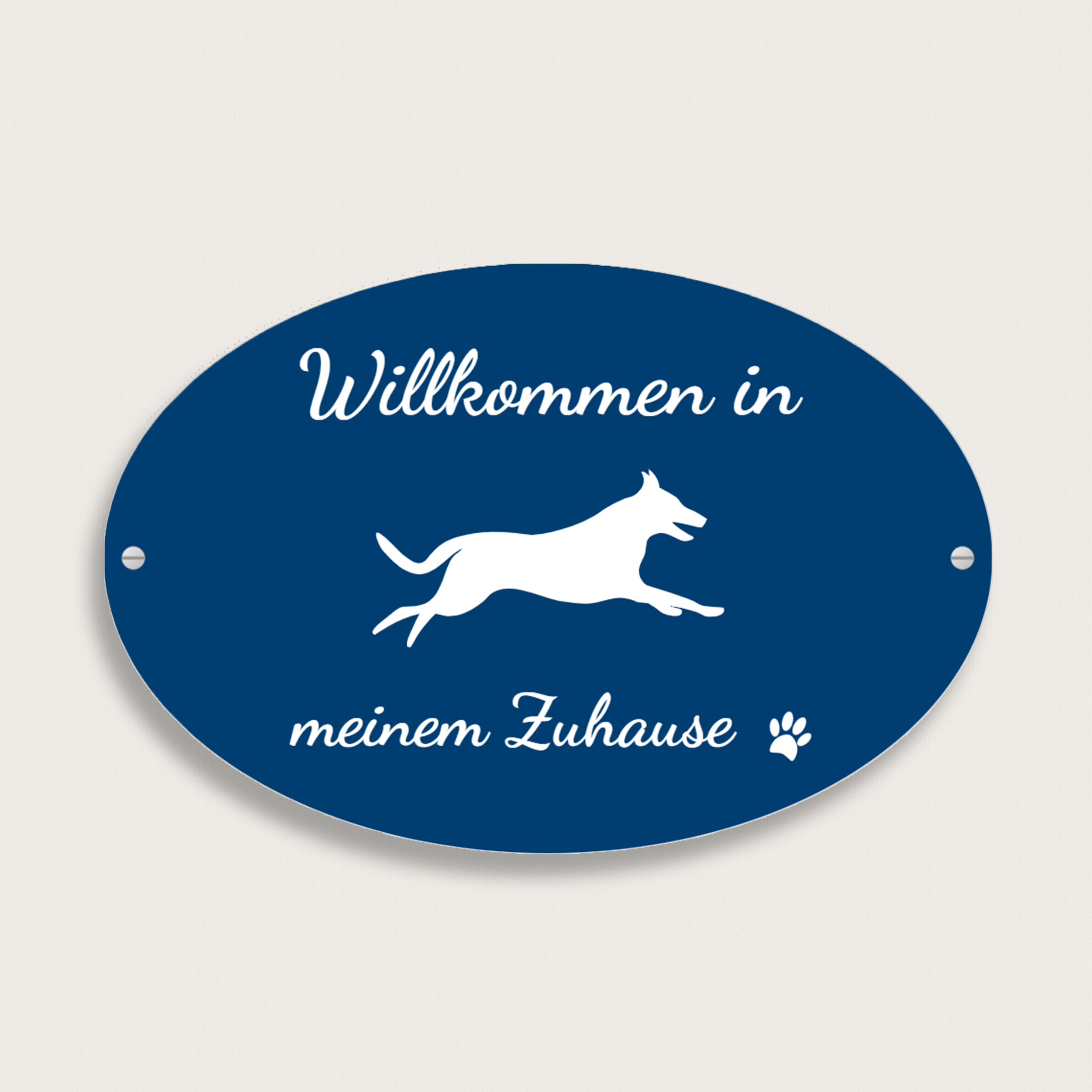 Willkommensschild Hund aus Aluminium 149 x 99 mm