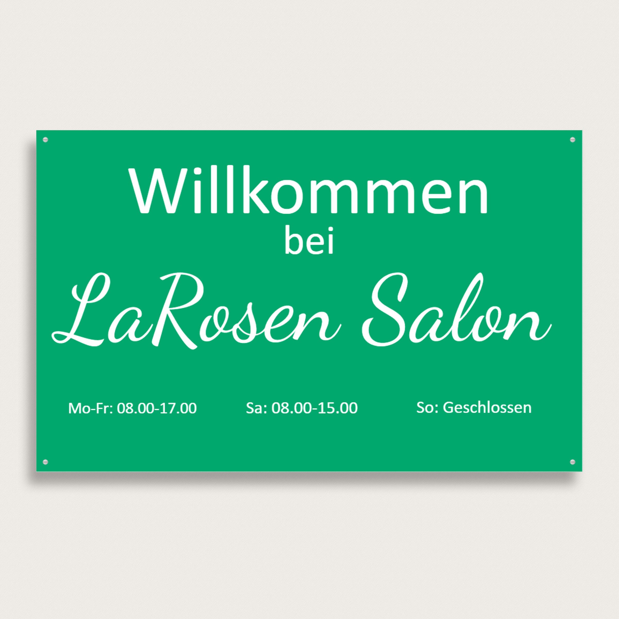 Willkommensschild Salon aus Aluminium 400 x 250 mm