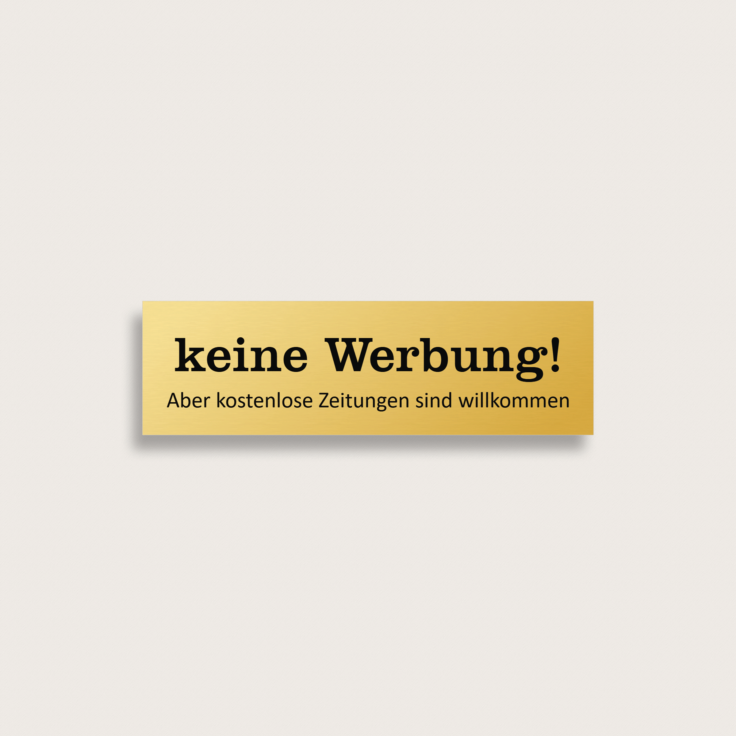 Keine Werbung bitte-Schild aus Messing 100 x 30 mm