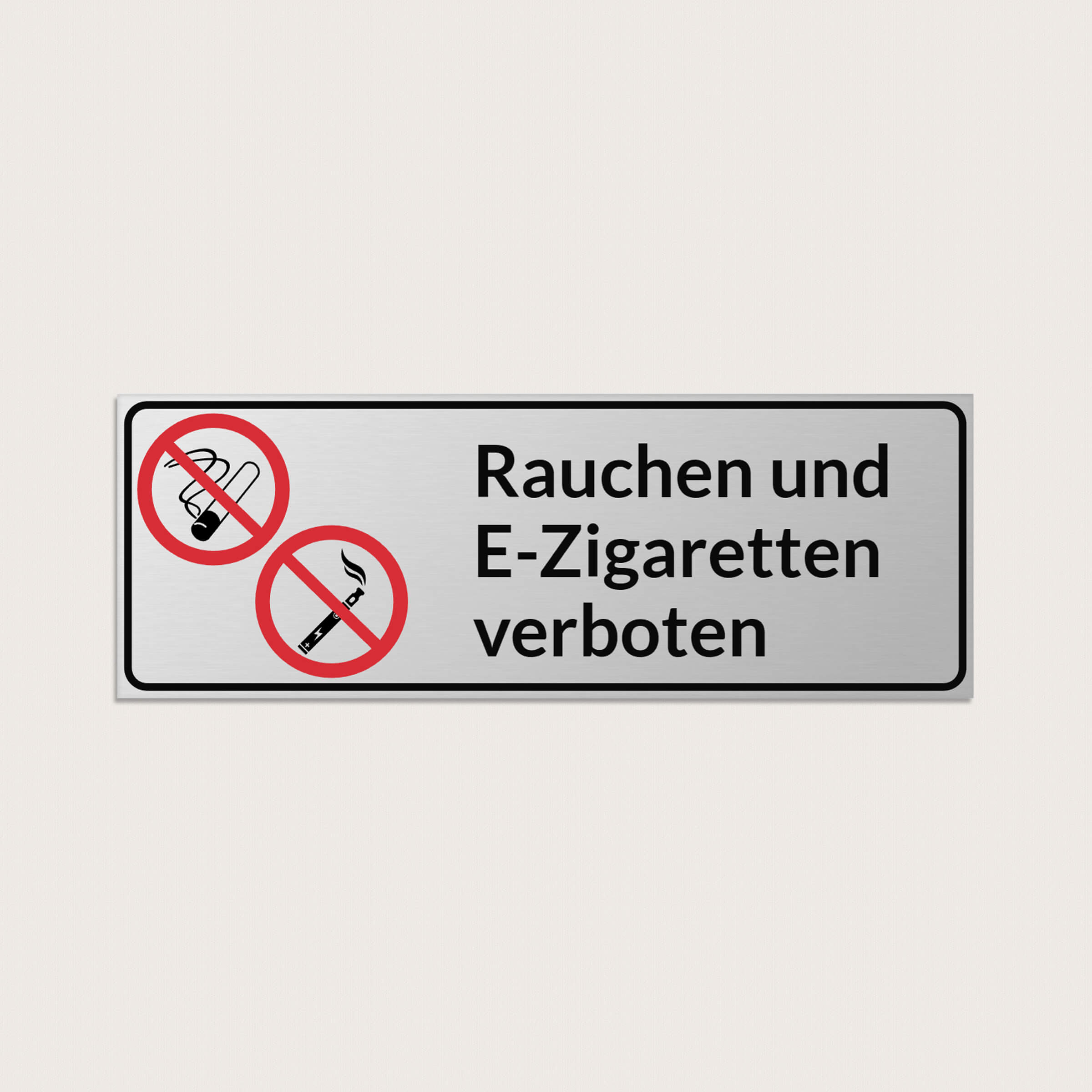 Rauchen und E-zigaretten verboten schild aus Metall 225 x 80 mm