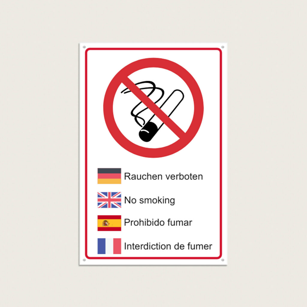 Rauchverbotsschild international aus Metall