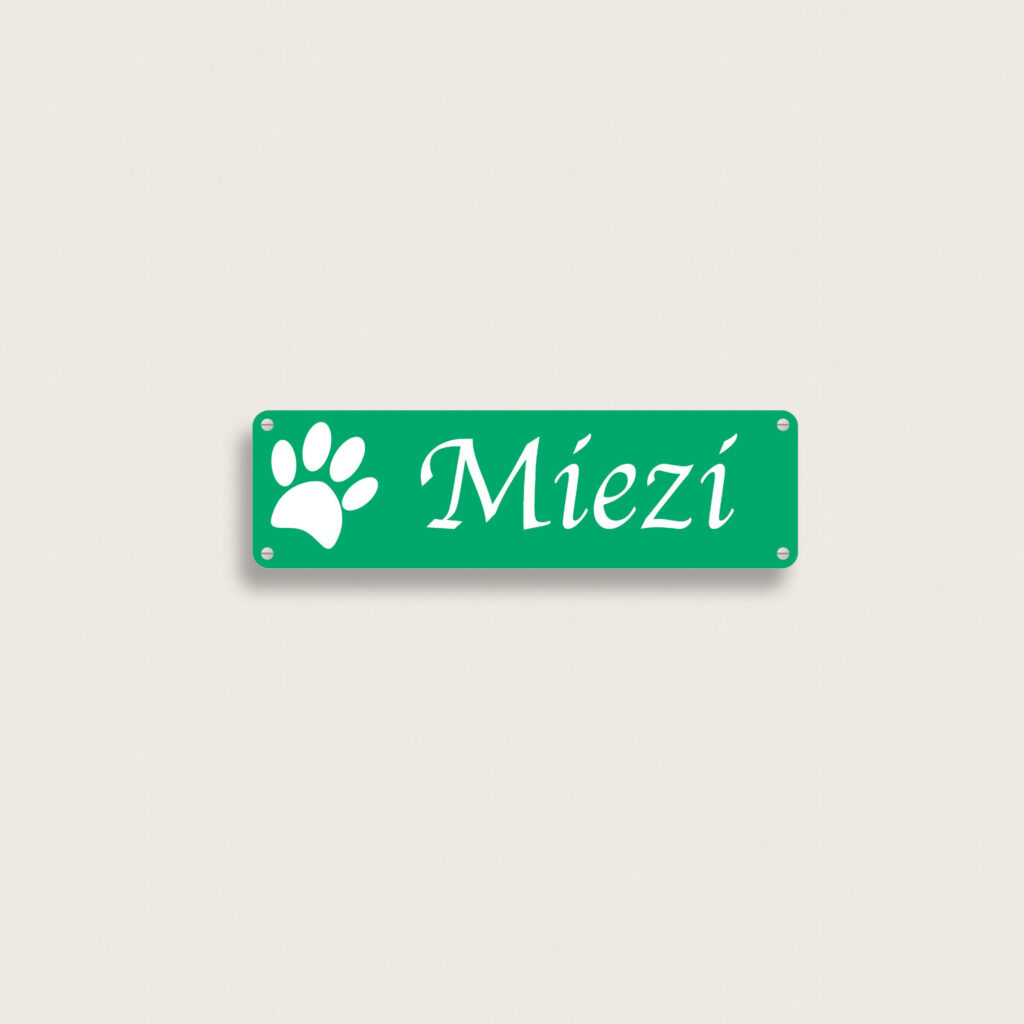 Tierschild name aus Kunststoff 170 x 50 mm