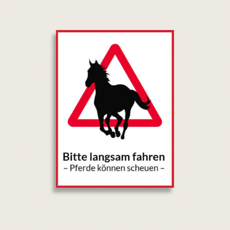 Warnischild “Pferde können scheuen” aus Metall 300 x 400 mm