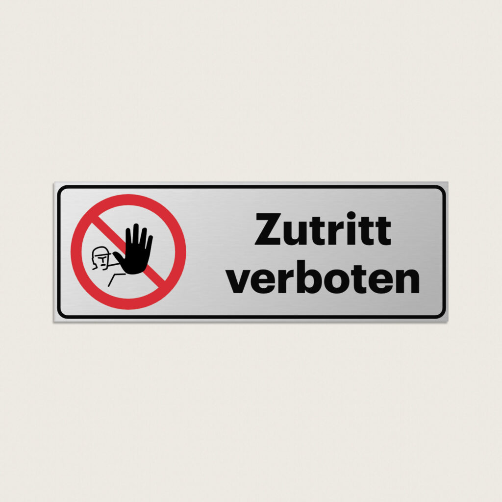 Zutritt verboten schild aus Metall 225 x 80 mm