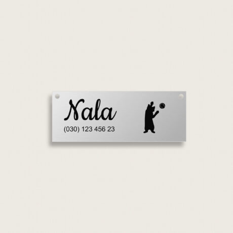 Käfigschild Katze aus Metall 80 x 30 mm