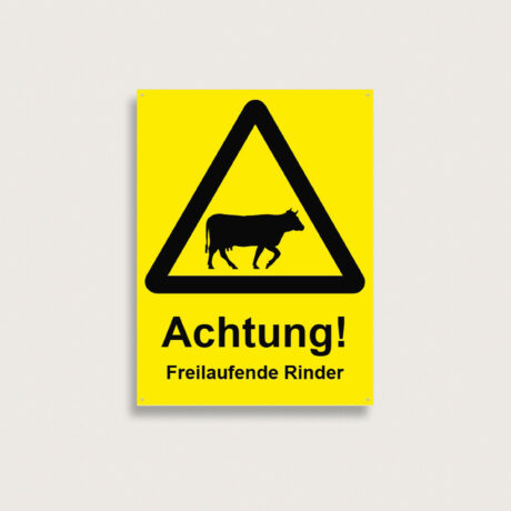 Warnschild “Freilaufende Rinder” aus Metall 300 x 400 mm