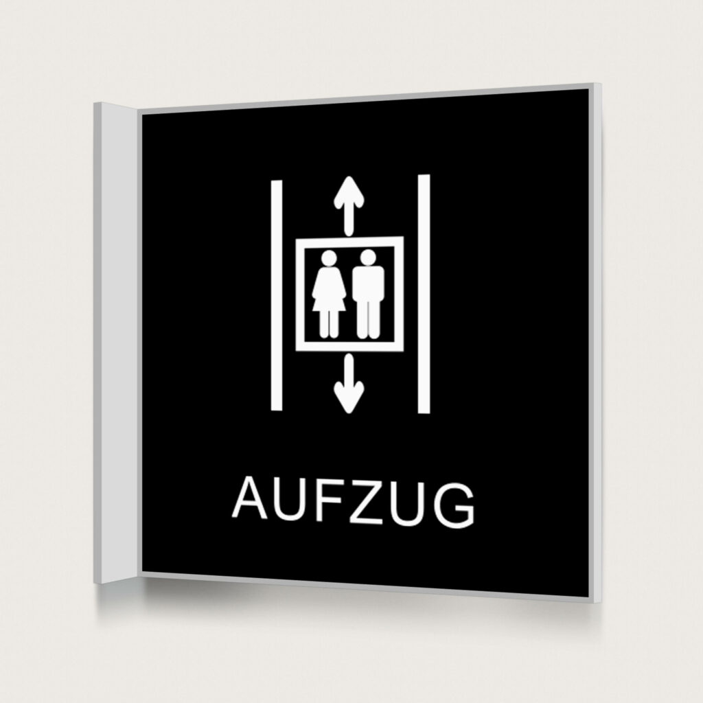 Fahnenschild Aufzug black jcde1206