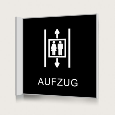Fahnenschild Aufzug black jcde1206
