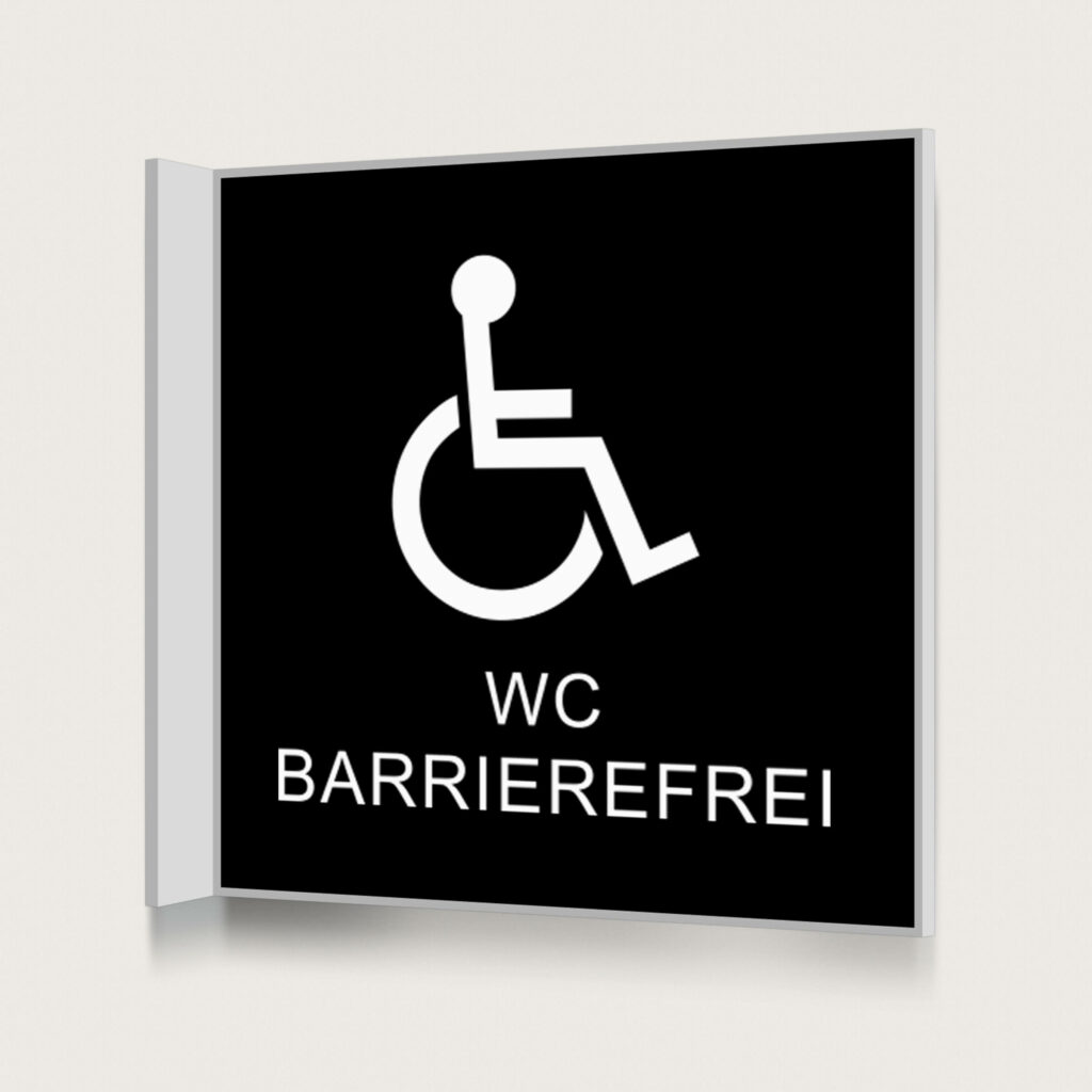 Fahnenschild WC Barrierefrei black jcde1204