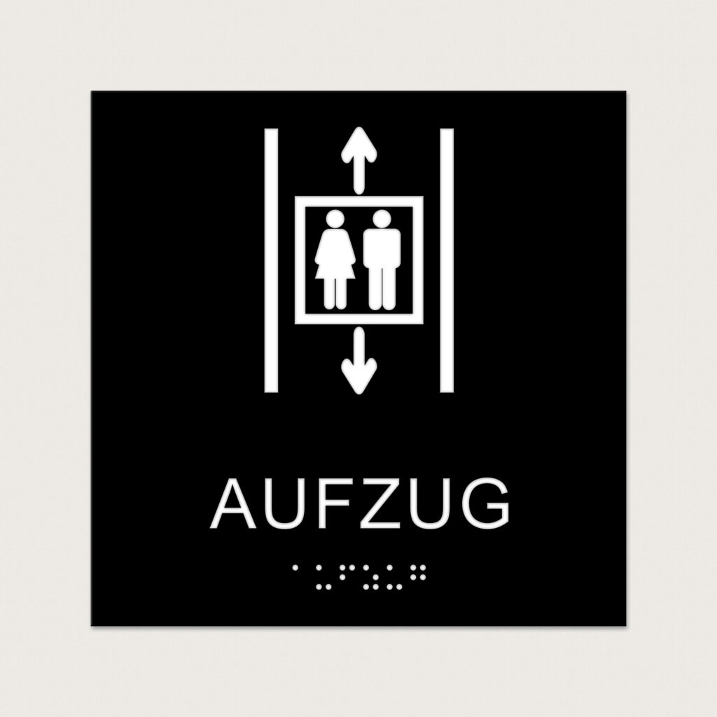 Taktiles Schild Aufzug jcde625 Schwarz