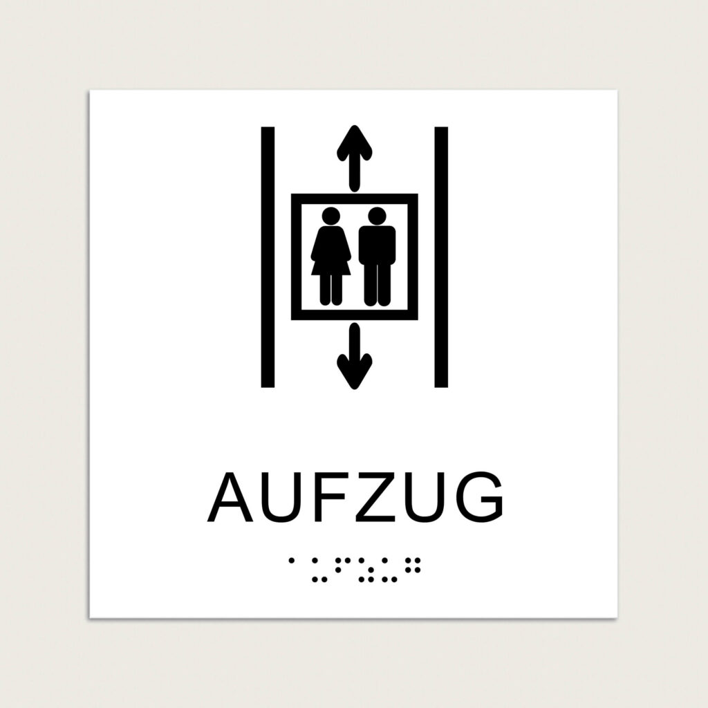 Taktiles Schild Aufzug jcde625 Weiß