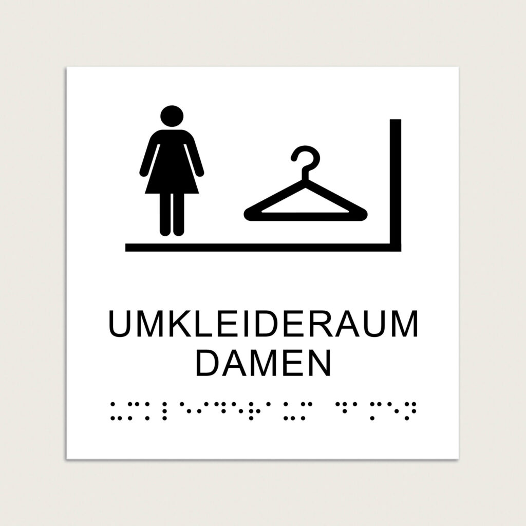 Taktiles schild umkleideraum damen jcde607 Weiß