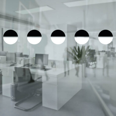 Glasmarkierungen für Barrierefreiheit – Schwarz-Weiß-Halbkreise 80 mm