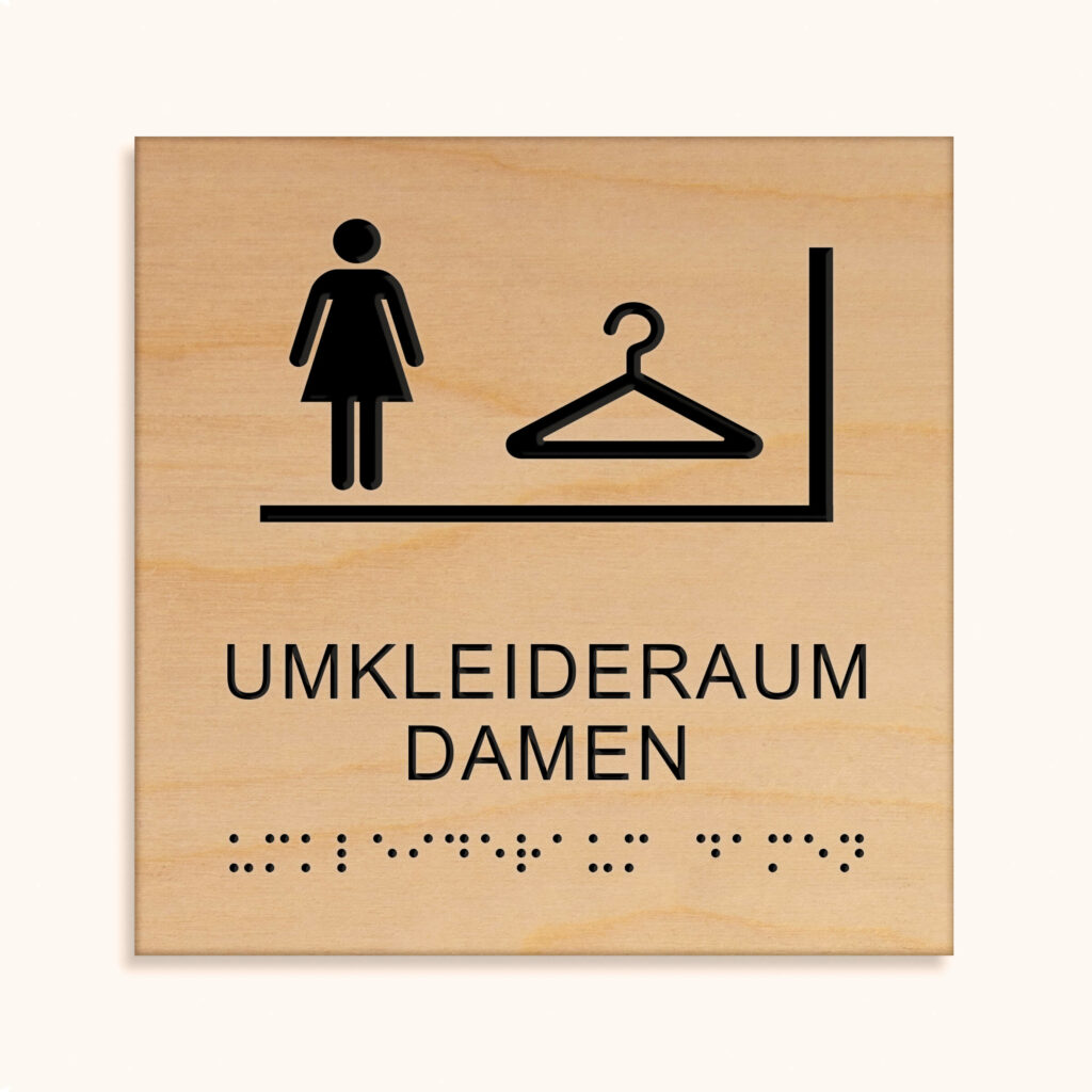 Taktiles schild umkleideraum damen jcde607.h_holz