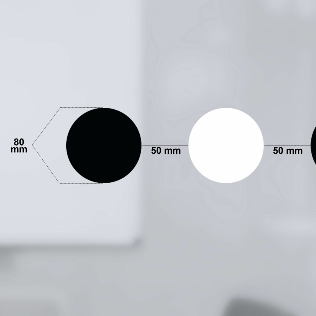 Glasmarkierungen für Barrierefreiheit – Schwarze und Weiße Kreise 80 mm