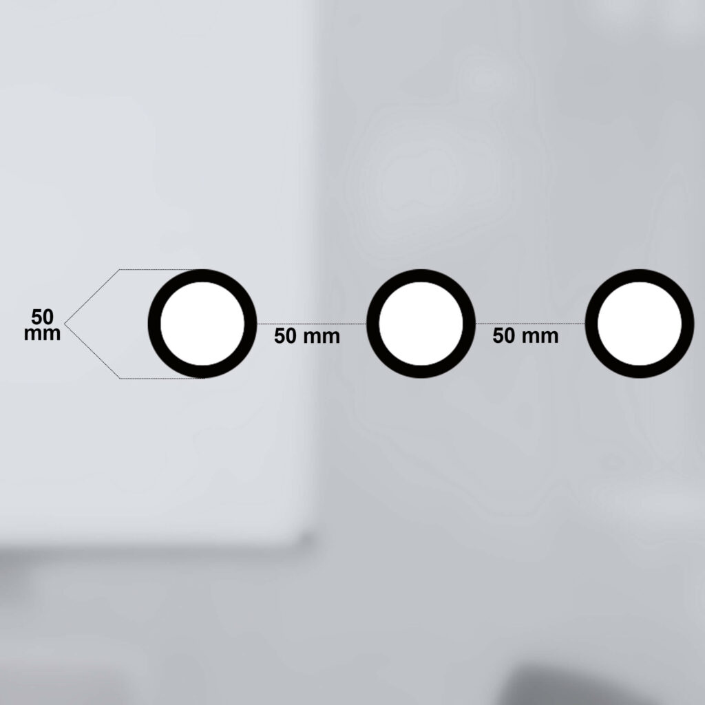 Glasmarkierungen für Barrierefreiheit – Weiße Kreise mit schwarzem Rand 50 mm