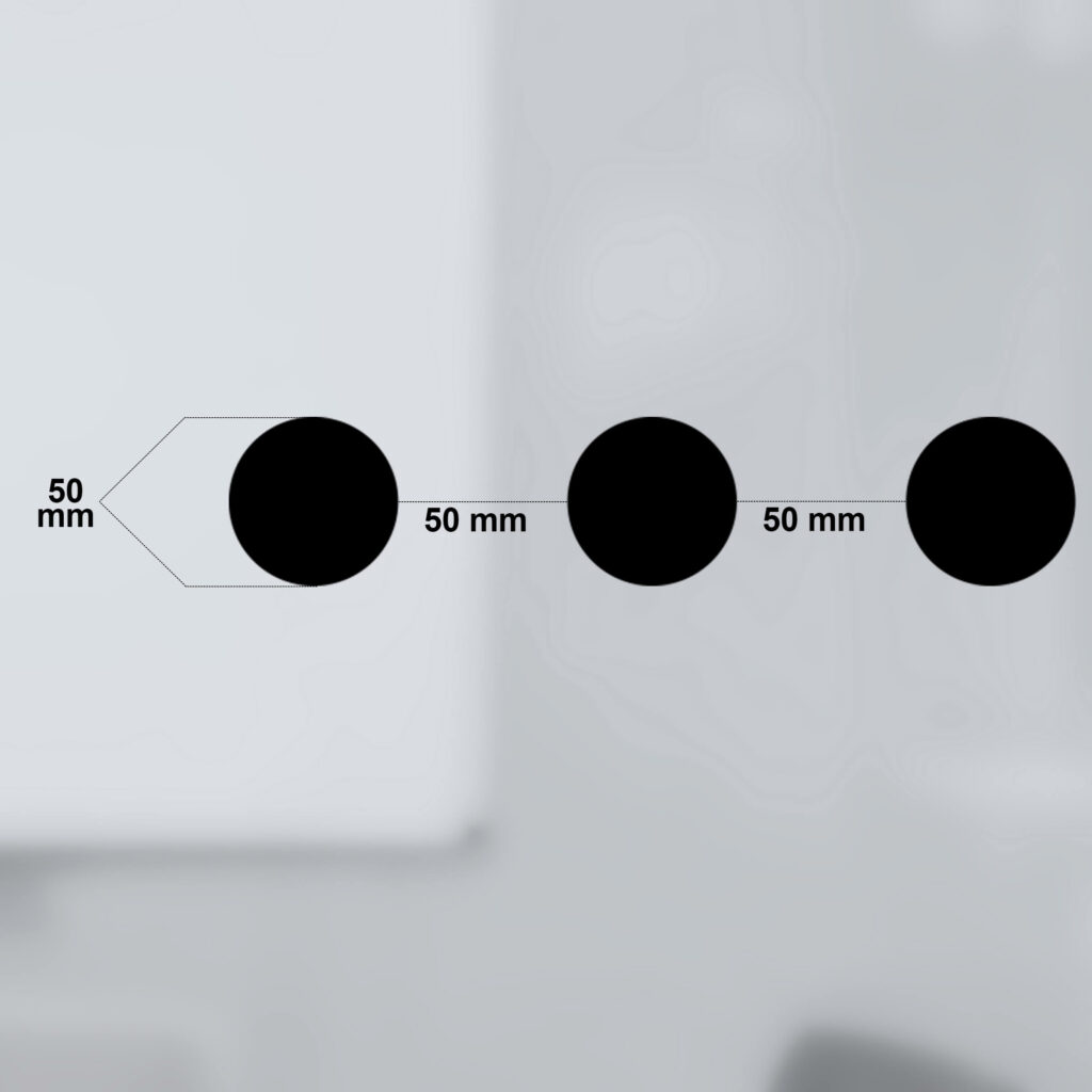 Glasmarkierungen für Barrierefreiheit – Schwarze Kontrastkreise 50 mm